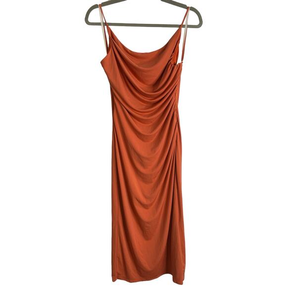 Katie May Lenny Midi Dress Backless Draped Neck Jersey Sleeveless Rust Stretch L - Picture 4 of 14